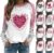 Aymnlox Valentines Shirts for Women Long Sleeve Crewneck Sweatshirts Funny Heart Graphic Pullover Valentine’s Day Gifts Tops